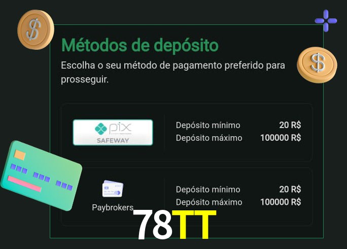 O cassino 78TT oferece uma grande variedade de métodos de pagamento